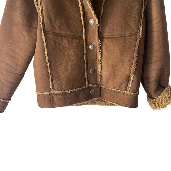 Alf Women's Size Medium Sherpa Brown Western Button Up Jacket - Picture 3 of 11